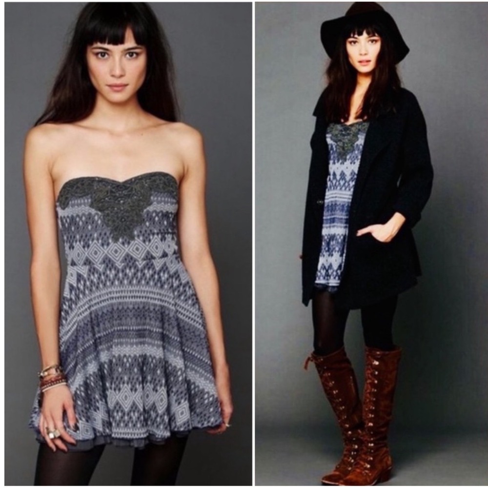Free People Fit & Flare Twinkle and Twirl Mini Dress Women's Size S